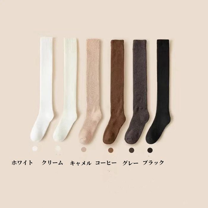 ニーハイソックス レディース 靴下 美脚 厚手 3足セット ハイソックス ニーハイ 綿混 ロングソックス 暖かい 冷え対策 伸縮性 オーバーニーソックス 無地 あったか 普段着 ルーム 学生 大人 通学 通勤 qinglang 04