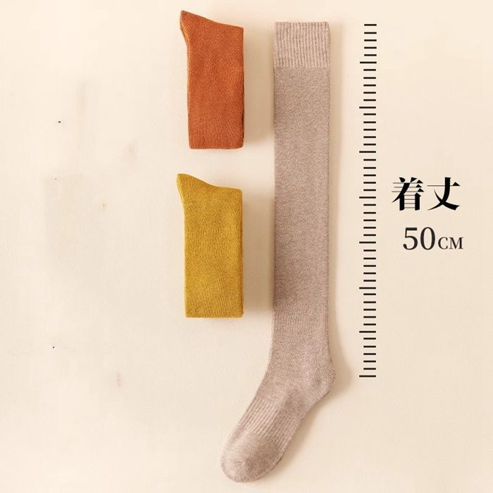  ニーハイソックス レディース 靴下 美脚 厚手 3足セット ハイソックス ニーハイ 綿混 ロングソックス 暖かい 冷え対策 伸縮性 オーバーニーソックス 無地 あったか 普段着 ルーム 学生 大人 通学 通勤 qinglang 04 ソックス レッグウェア