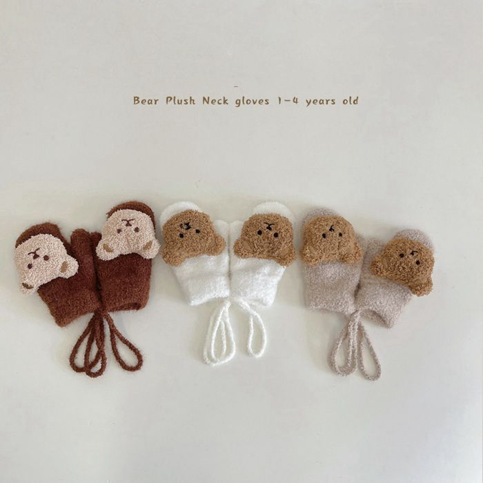 手袋 キッズ 子供 女の子 男の子 ふわふわ 厚手 防寒 手ぶくろ かわいい 小学生 お出かけ 防風 ひも付き 首掛け 暖かい 子供用 4歳 8歳 プレゼント 雪遊び 通園 qiunan 43