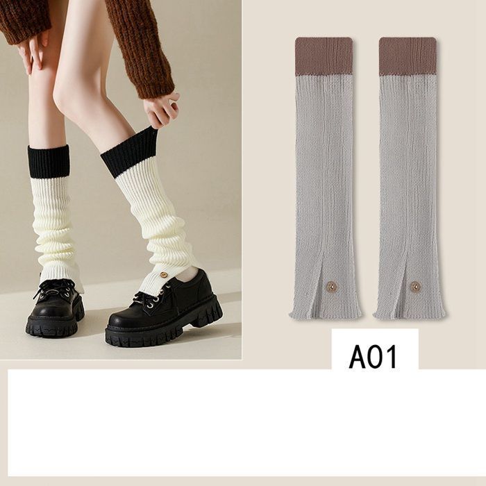 ニットレッグウォーマー レッグカバー もこもこ 可愛い かわいい レディース 足首ウォーマー ルーズソックス ルーズ JK 冷えとり 防寒 バイク スノボ スケボ スキー おしゃれ防寒 冷え対策 jijian 03
