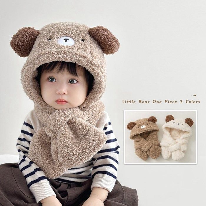 帽子 冬 子供 子供帽子 くま耳 ウサギ耳 キッズ 男の子 女の子 ふわふわ もこもこ キッズマフラー 帽子一体型 一体型帽子 防寒対策 可愛い 暖かい プレゼント ギフトqiunan 33 DZ 30