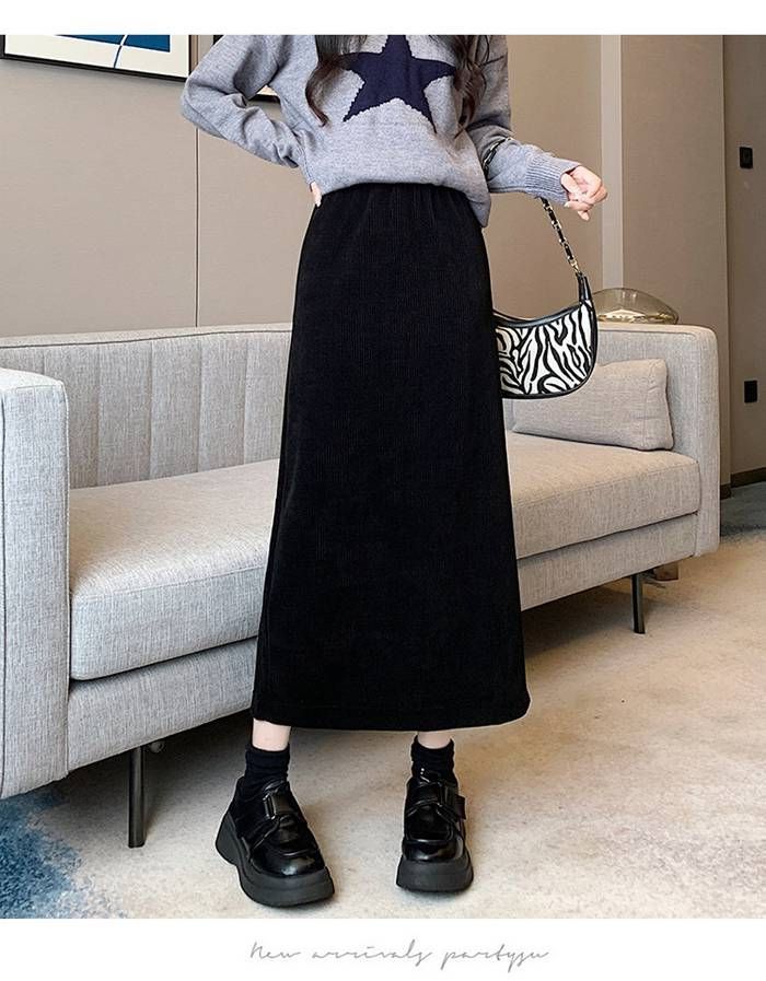  裏起毛スカート スカート ボトムス ロング ロングスカート リブスカート 膝下 ボア ゴム 裏ボア 暖か 暖 厚手 ゆったり 秋冬 暖かい 冬服 Aライン きれいめ milyx 1203 スカート マタニティ