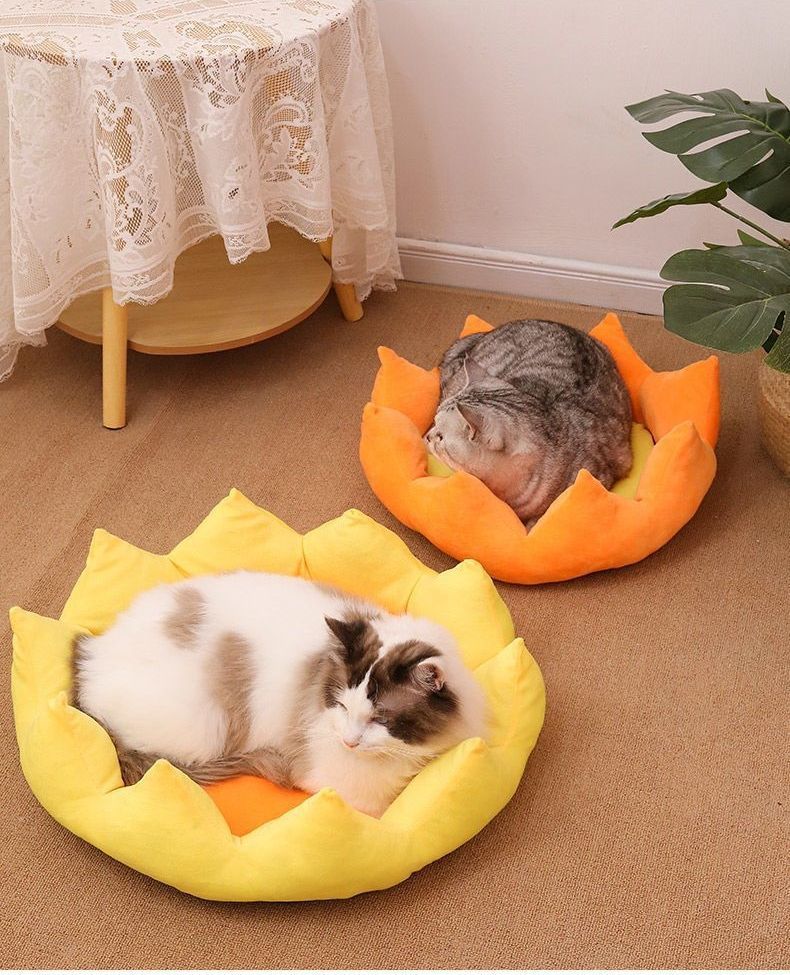 ペット用品 ペットベッド 猫 小型犬 花型 ひまわり型 動物ベッド ベッド 猫ベッド 可愛い 滑り止め 洗える 柔らか もこもこ ふわふわ あったか 面白い 保温布団 ペットハウス 寒さ対策 室内用 冬 暖かい xiha 04