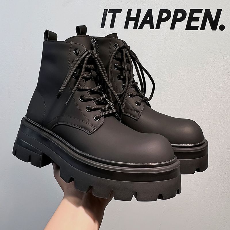 マーティンブーツ メンズ ブーツ 厚底 ショートブーツ カジュアルシューズ 厚底ブーツ ワークブーツ バイクブーツ ショート 紳士靴 仕事 就活 通勤 結婚式 フォーマル靴 歩きやすい 革靴 かっこいい zyida 04