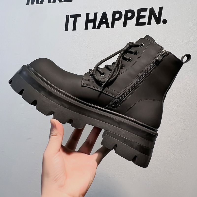 マーティンブーツ メンズ ブーツ 厚底 ショートブーツ カジュアルシューズ 厚底ブーツ ワークブーツ バイクブーツ ショート 紳士靴 仕事 就活 通勤 結婚式 フォーマル靴 歩きやすい 革靴 かっこいい zyida 04