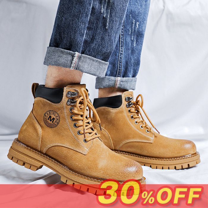ブーツ メンズ ワークブーツ イエローブーツ マウンテンブーツ おしゃれ PUレザー 靴 シューズ 厚底 編み上げブーツ マーティンブーツ ショートブーツ シンプル バイクブーツ カジュアル メンズブーツ zyida 17 DZ 30