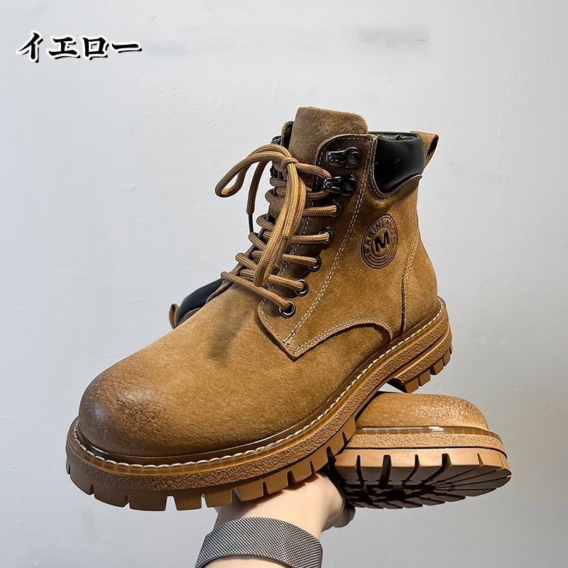 ブーツ メンズ ワークブーツ イエローブーツ マウンテンブーツ おしゃれ PUレザー 靴 シューズ 厚底 編み上げブーツ マーティンブーツ ショートブーツ シンプル バイクブーツ カジュアル メンズブーツ zyida 17 DZ 30