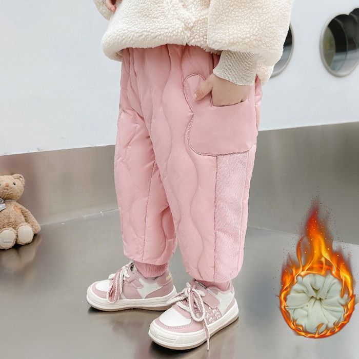 キッズパンツ 女の子 子供服 子ども服 こども服 キッズ ロングパンツ ボトムス 裏起毛 無地 長ズボン 秋 冬 あったかガールズ ウエストゴム ポケット かわいい ゆったり 女児 保育園 通学 通園 カジュアルパンツ hzhq 02