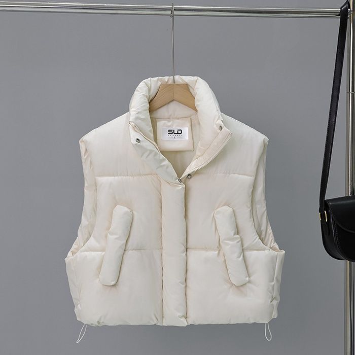 中綿ベスト レディース トップス 中綿 ジャケット 立ち襟 コート ベスト ジレ シンプル 秋冬 冬服 通勤 通学 暖かい お出かけ 無地 着痩せ 防寒 寒さ対策 体型カバー プレゼント 20代 30代 40代 fasha 34 DZ 30