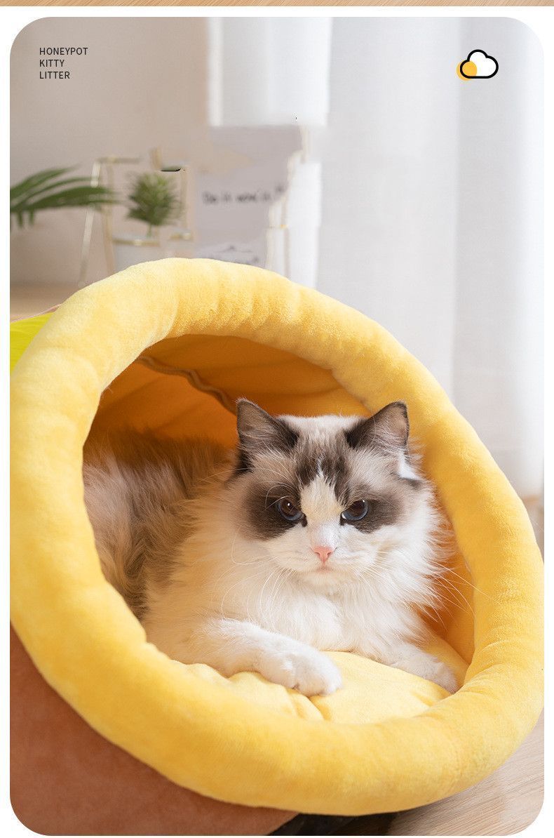 ペットベッド 猫 小型犬 小動物 ベッド 猫ベッド ドーム型 半密閉式 滑り止め 洗える 柔らか もこもこ ふわふわ あったか 面白い 可愛い 保温布団 ペットハウス 寒さ対策 室内用 ペット用品 冬 lingmiao 01