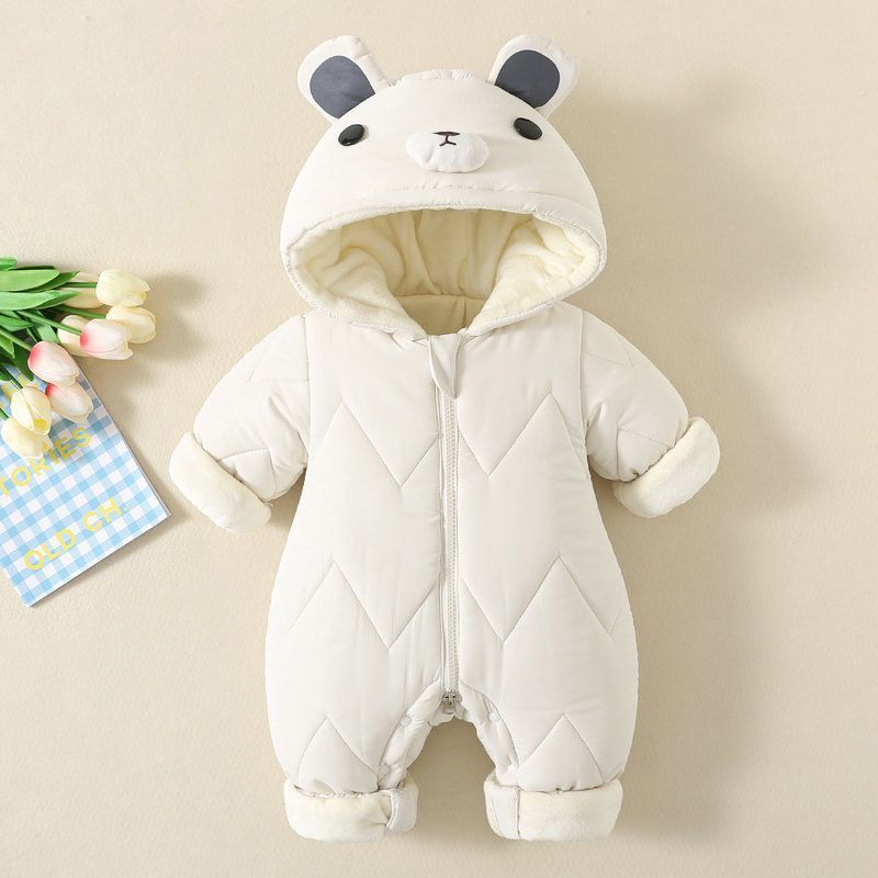 子供服 ロンパース カバーオール 長袖 男の子 女の子 フード付き ジャンプスーツ 裏起毛 中綿 出産祝い 百日祝い プレゼント ルームウエア パジャマ 普段着 柔らかい 保温 あったか huangbo 02