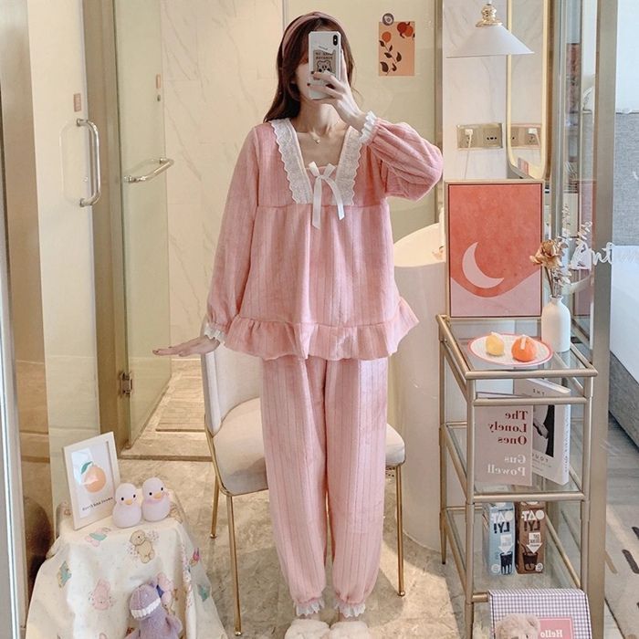  パジャマ レディース セットアップ ルームウェア 女性用 上下セット あったか 可愛い ホームウエア 部屋着 室内着 長袖パジャマ 大人 保温 秋 冬 軽量 jiabao 69 ルームウェア ルームウェア パジャマ