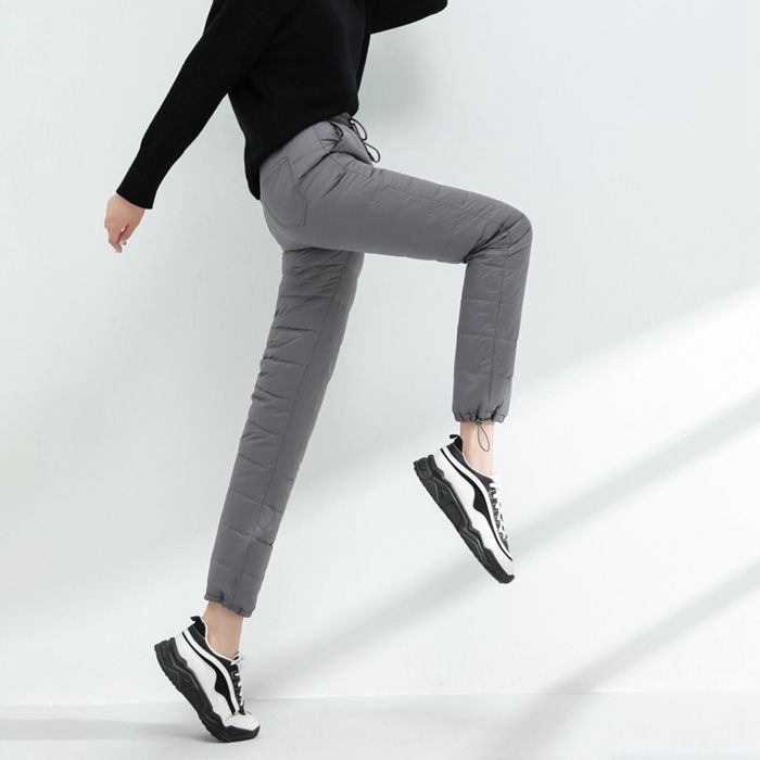 ダウンパンツ レディース 暖か 防寒 スリム ロング丈 ロングパンツ 無地 ウエストゴム 軽量 きれいめ カジュアル シンプル ボトムス 冬 真冬 mikixz 211