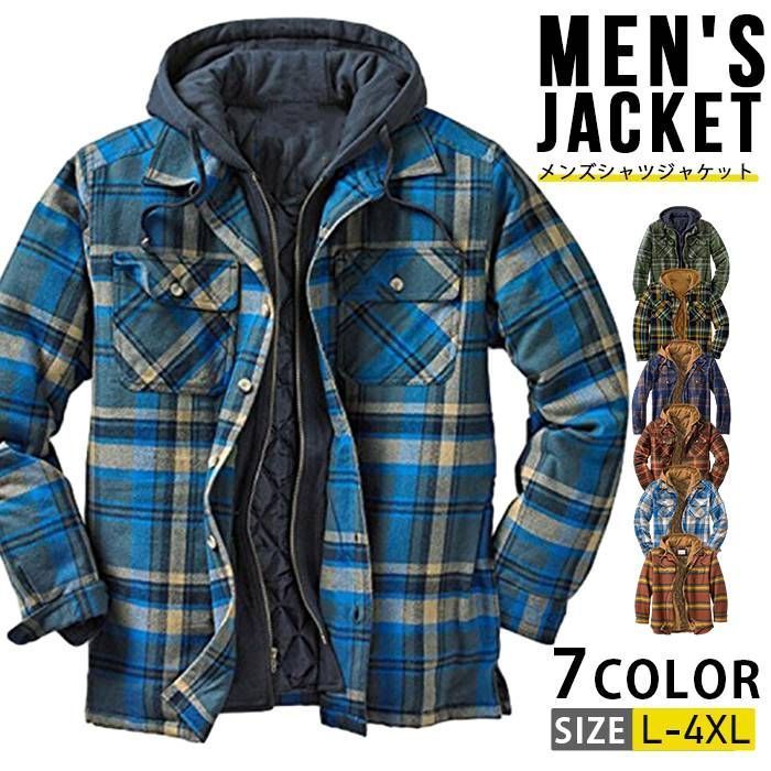 シャツジャケットメンズ チェック柄 ネルシャツ 厚手 中綿入り 長袖 アウター 大人 カジュアル チェックシャツ ブルゾン ブ20代 30代 40代 秋 冬 秋冬 服 男 男性 ファッション senmaiyanaxz 26