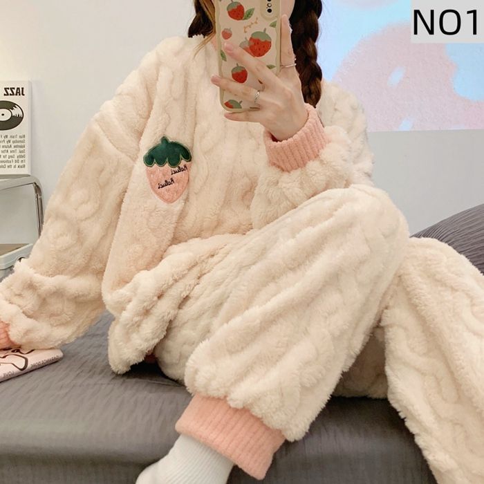 ルームウェア レディース パジャマ セットアップ 女性用 上下セット もこもこ あったか 可愛い ホームウエア 部屋着 室内着 長袖パジャマ 大人 防寒 保温 秋 冬 軽量 jiabao 67