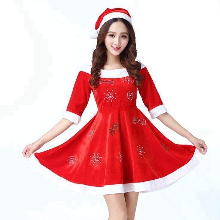 サンタコスチューム サンタ コスプレ ワンピース サンタクロース 衣装 2点セット 女性 X mas xmas コスプレ衣装 セクシー ドレス ladies dress Christmas パーティー衣装 sd 117