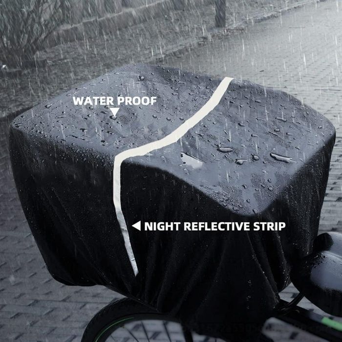後ろカゴ用 大きめ 自転車カゴカバー 通勤通学 雨除け 超撥水 レイン カバー 大型 雨 反射材付き 無地 後ろかごカバー malumo 01