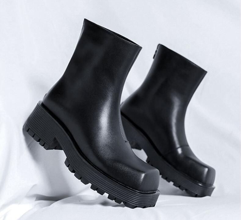 ブーツ メンズ ショートブーツ ビジネスシューズ 紳士靴 厚底 ビジネス スクエア靴 革靴 シンプル フォーマル カジュアルブーツ メンズブーツ 通勤 履きやすい 男性 メンズシューズ zyida 19