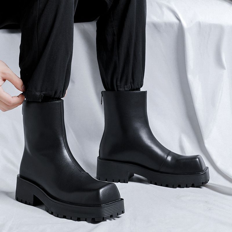 ブーツ メンズ ショートブーツ ビジネスシューズ 紳士靴 厚底 ビジネス スクエア靴 革靴 シンプル フォーマル カジュアルブーツ メンズブーツ 通勤 履きやすい 男性 メンズシューズ zyida 19