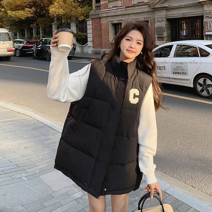 中綿ベスト レディース ベスト 中綿入り コート ジレ ミディアム丈 袖なし 立ち襟 カジュアル シンプル 体型カバー 着痩せ 防寒 寒さ対策 通勤 通学 暖かい 20代 30代 40代 プレゼントfasha 37 DZ 30