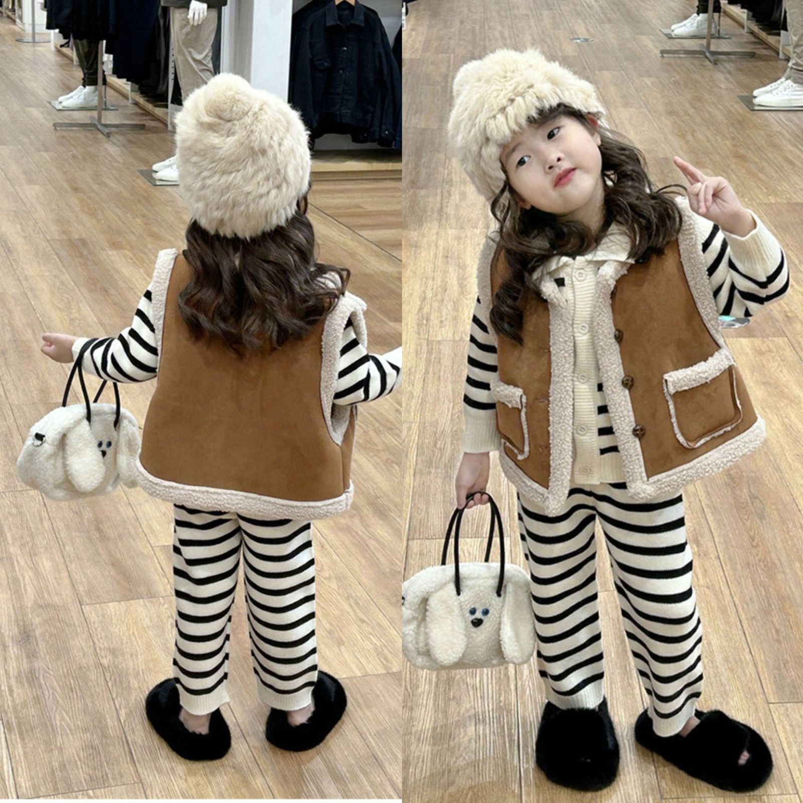 ボアベスト ボア ベスト キッズ 子供服 子ども 男の子 女の子 中綿ベスト アウター もこもこ ふわふわ 子供ベスト こども 上着 防寒 フリース 保育園 幼稚園 通園 可愛い 韓国 heiniqiu 04