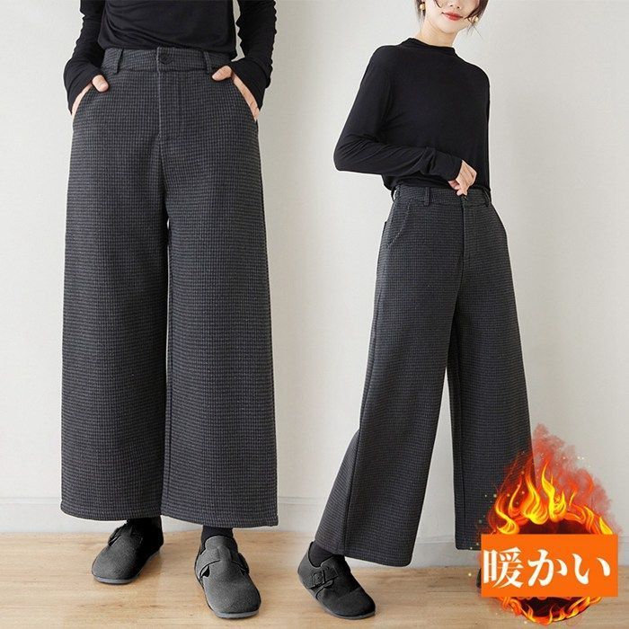 ワイドパンツ レディース ツイードパンツ ロング丈 パンツ ボトムス オフィス カジュアル ガウチョパンツ ロングパンツ 長ズボン 部屋着 体型カバー 大人 可愛い 無地 きれいめ おしゃれ 着痩せ 秋冬 milyx 1220