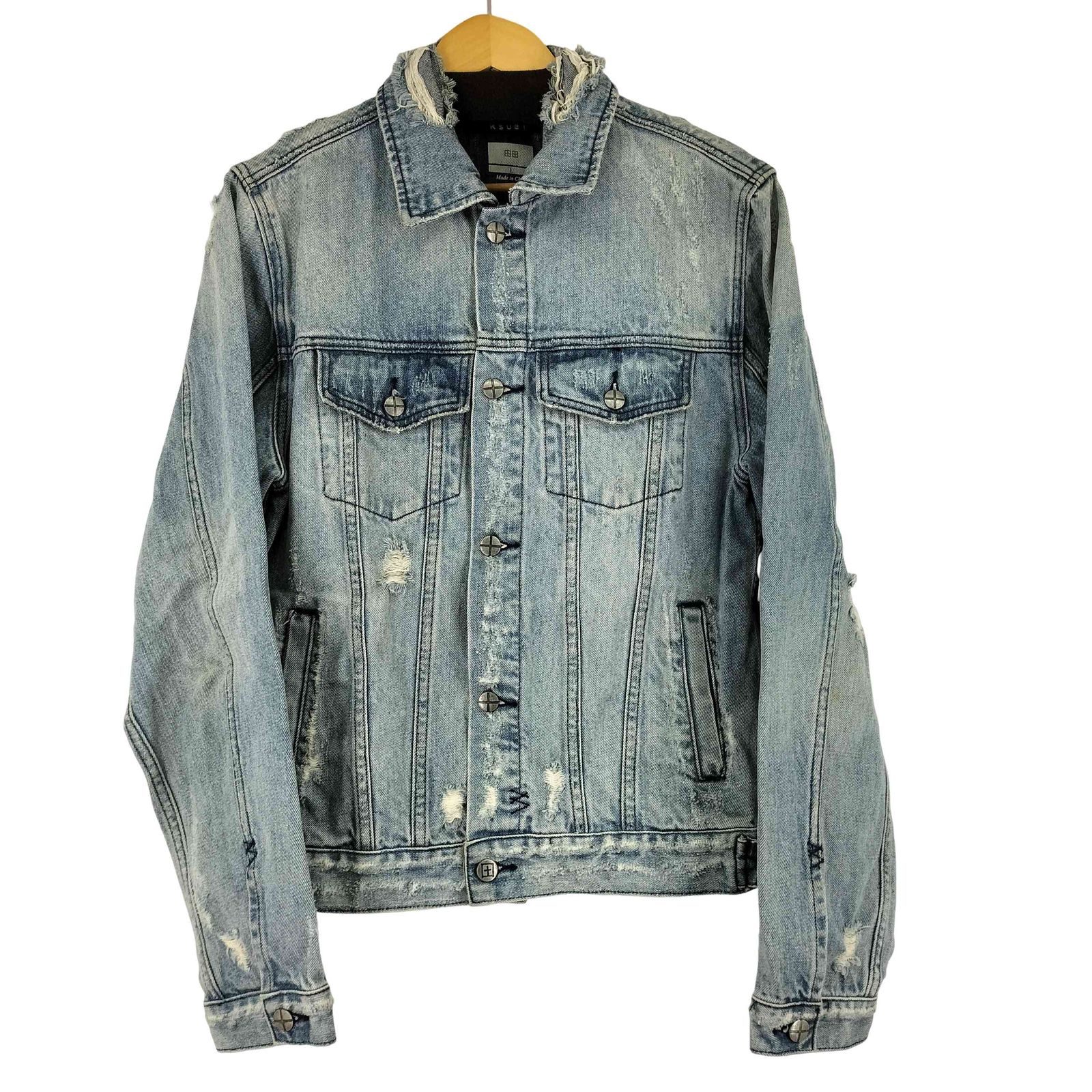 KSUBI ダメージ加工デニムジャケット S スビ KSUBI ダメージ加工 デニムジャケット メンズ JPN：L - メルカリ
