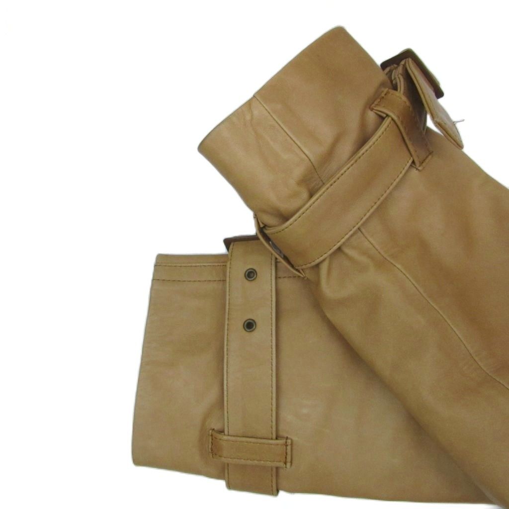 【中古】23区 オンワード樫山 レザーコート ステンカラー トレンチ ロング丈 ファーカラー 38 M オレンジ 23区 オンワード樫山 トレンチコート レザーコート 38 M キャメル