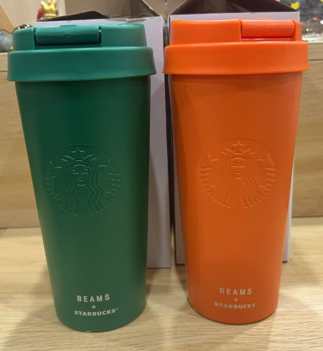 スタバ ビームスコラボ ステンレスボトル オレンジ グリーン セット