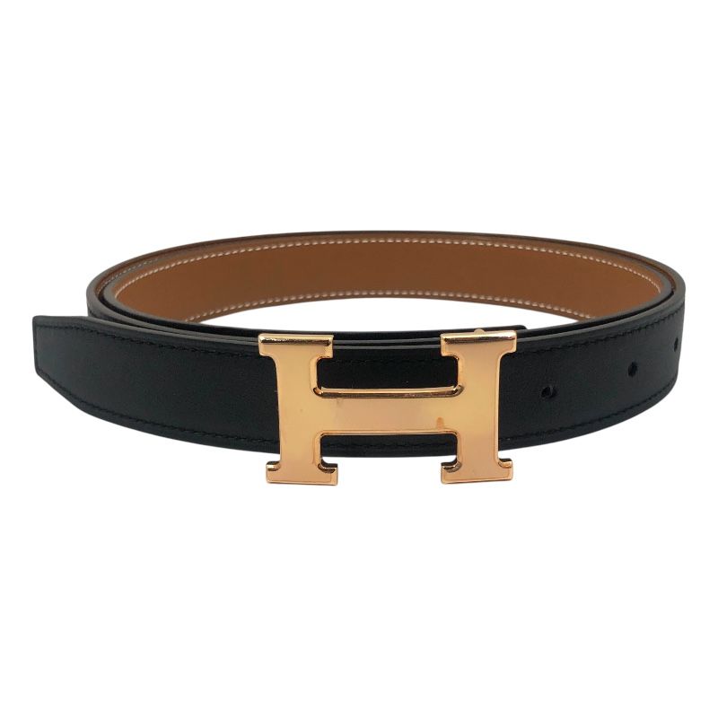 エルメス HERMES コンスタンス ミニベルト 95 cm B刻印 ブラック ゴールド ピンクゴールド金具 スイフト トゴ ユニセックス ベルト