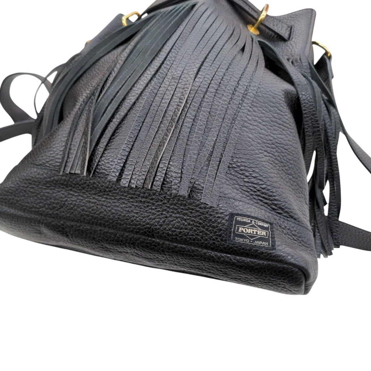 5525gallery × PORTER★コラボ　巾着フリンジバッグ 美品】PORTER (ポーター) ×5525gallery フリンジ オールレザー