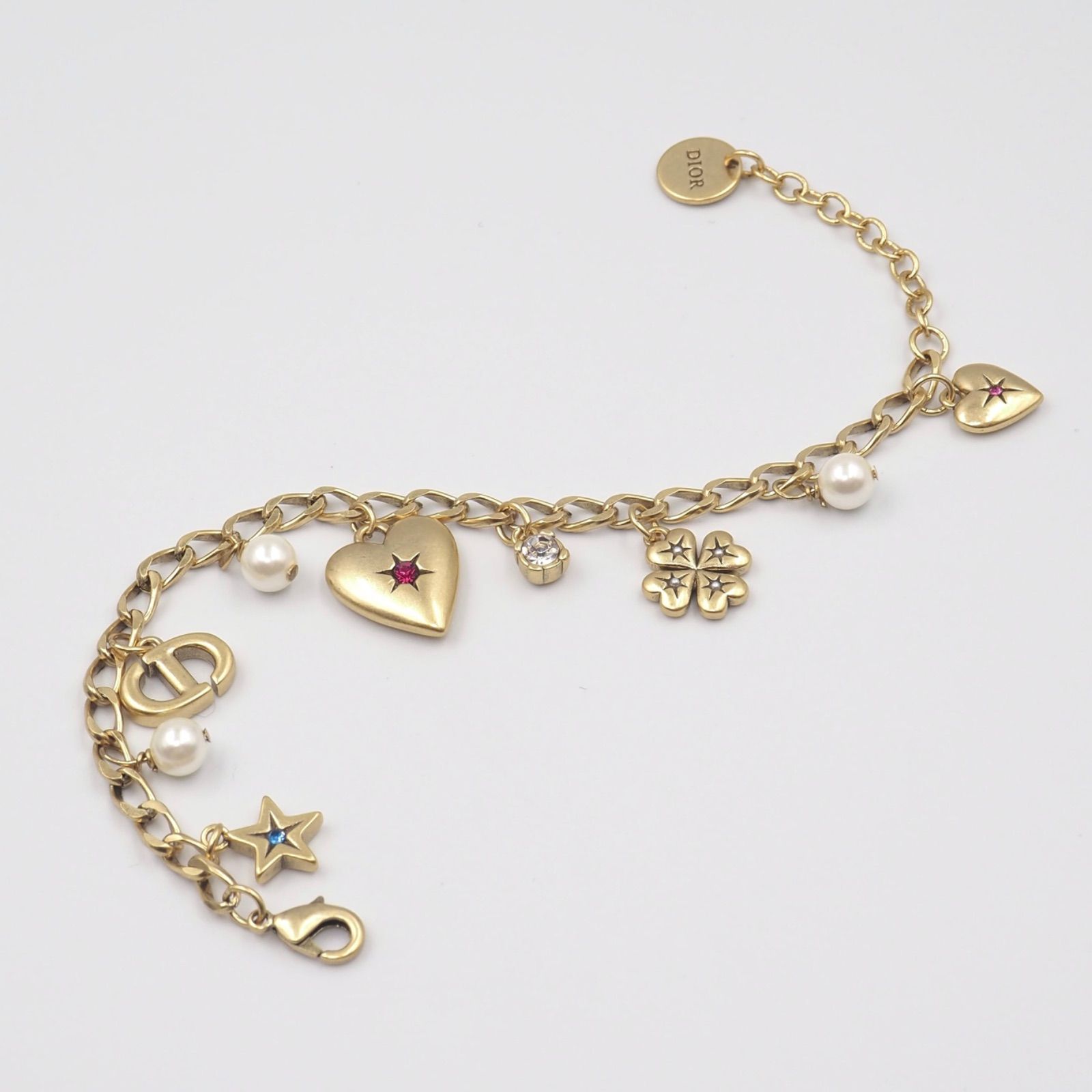 美品】DIOR プチ CDラッキー チャーム ブレスレット パール GP