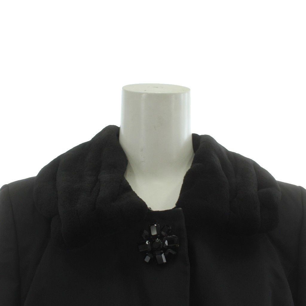 フォクシー FOXEY ステンカラーコート アウター 絹 シルク ファー 毛皮