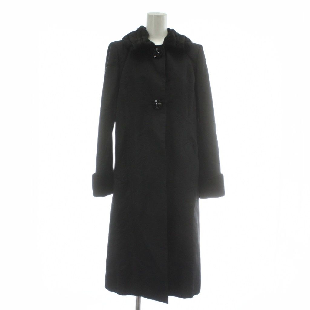 フォクシー FOXEY ステンカラーコート アウター 絹 シルク ファー 毛皮