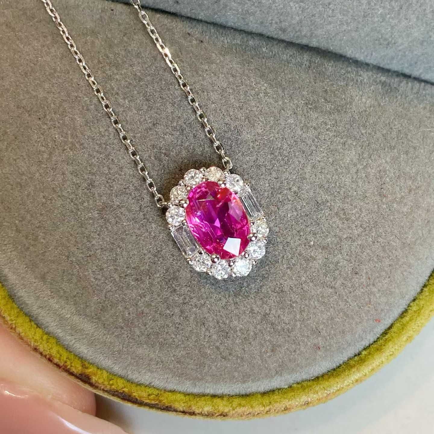 1.15ct 無焼・無処理 ピンクサファイア ネックレス】18Kホワイト 