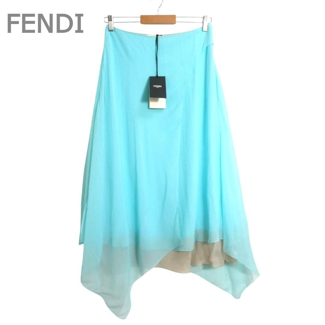 新品同様 FENDI フェンディ サイズ40 シルク100％ GONNA CHIFFON