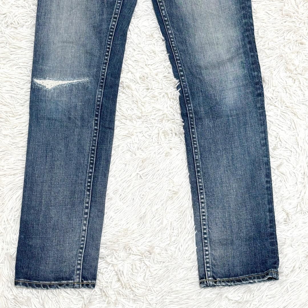  YANUK ダメージ風ストレートデニム 23 ブルー ストレートデニム デニム ジーンズ