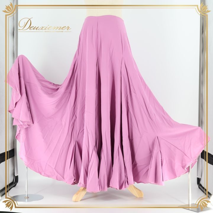 【美品 フラメンコ衣装】ピンク ペチコート ファルダ スカート 梯子リボン フラメンコ 衣装 ファルダ スカート 無地 ピンク 紫 藤色 ラベンダー