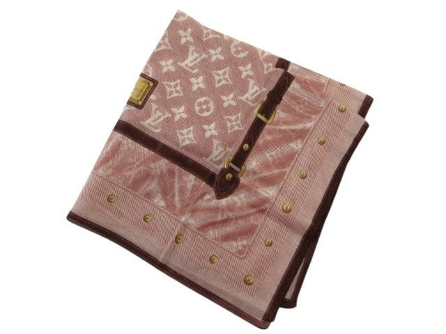 ルイヴィトン LOUIS VUITTON ニューデニム コットン スカーフ ハンカチ レッド系 綿 バンダナ