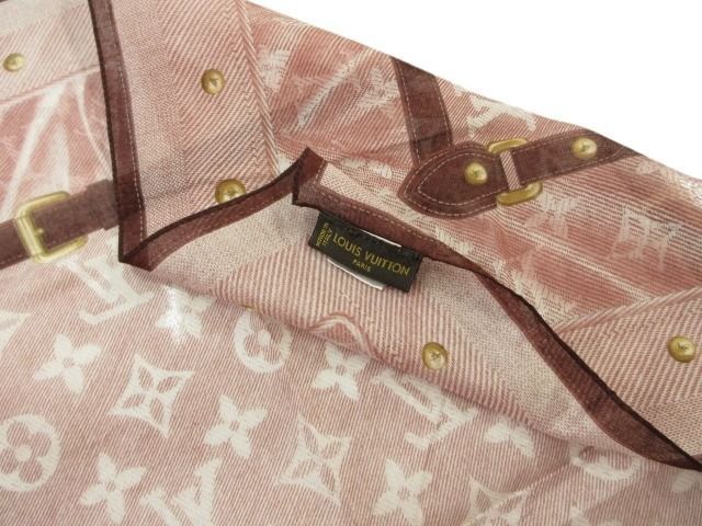  ルイヴィトン LOUIS VUITTON ニューデニム コットン スカーフ ハンカチ レッド系 綿 バンダナ ハンカチ 小物