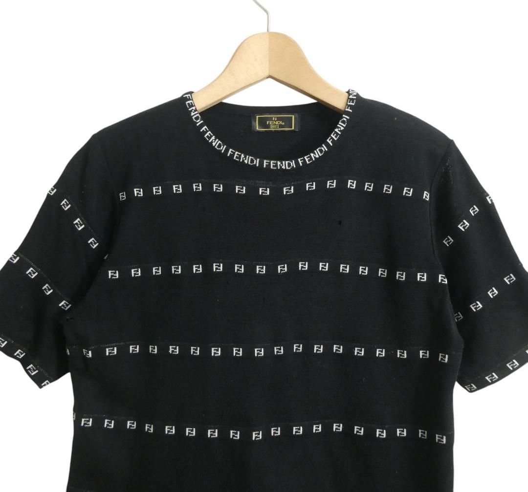 FENDI フェンディ FF柄 ズッカ ボーダー柄 サマーニット クルーネック
