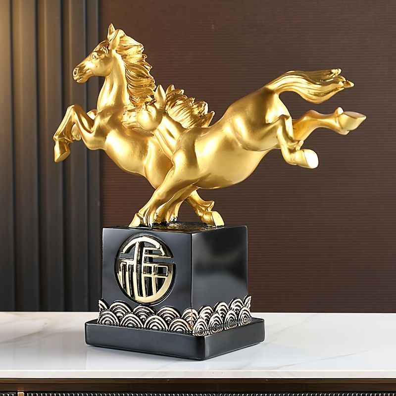  オブジェ 置物 走っている2頭の馬 うま ウマ 干支 正月飾り ゴールド ブルーオレンジ 2種類 インテリア リビング ダイニング 玄関 寝室 装飾 オーナメント 樹脂 プレゼント ギフト オシャレ 棚装飾 感 ホームデコレーション ガラス小物 置物 インテリア小物