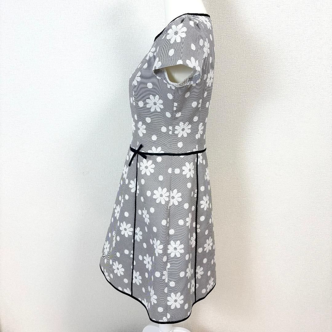 M S GRACY 半袖ワンピース 40 ライトグレー 白 花柄