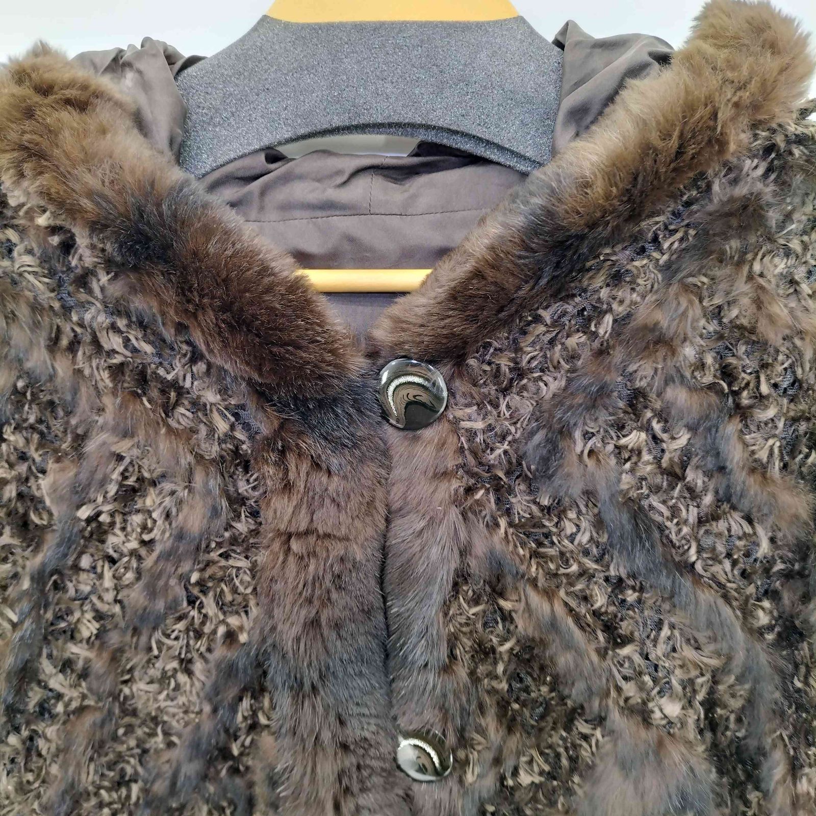 ユーズドフルギ USED古着 ファー切替 フーデット ミドルコート