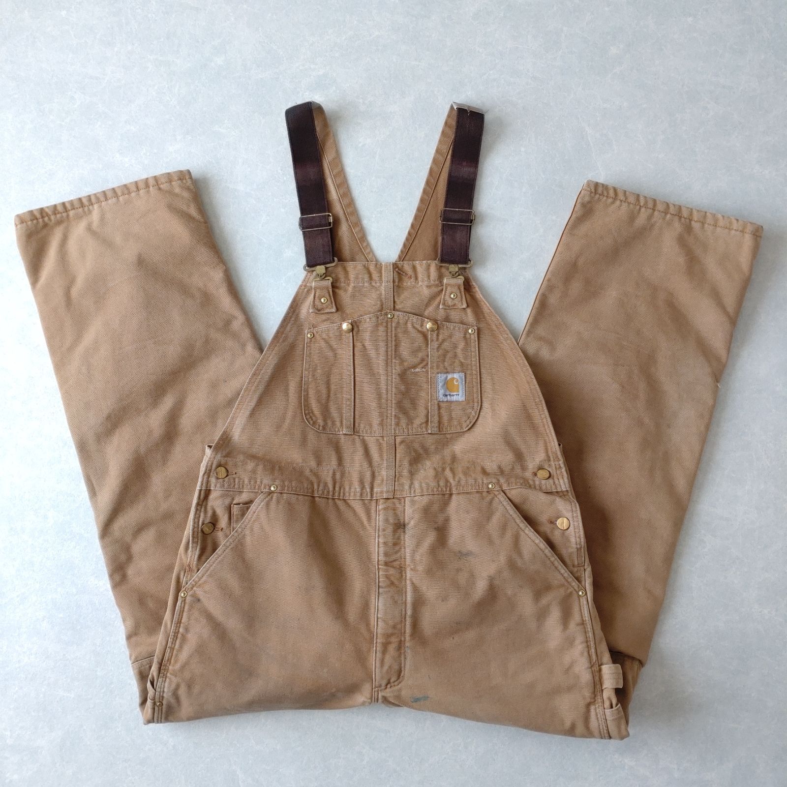 古着 Carhartt カーハート オーバーオール ダブルニー ダック地 中綿ナイロンキルティングライナー W 40 L 32 A 1561