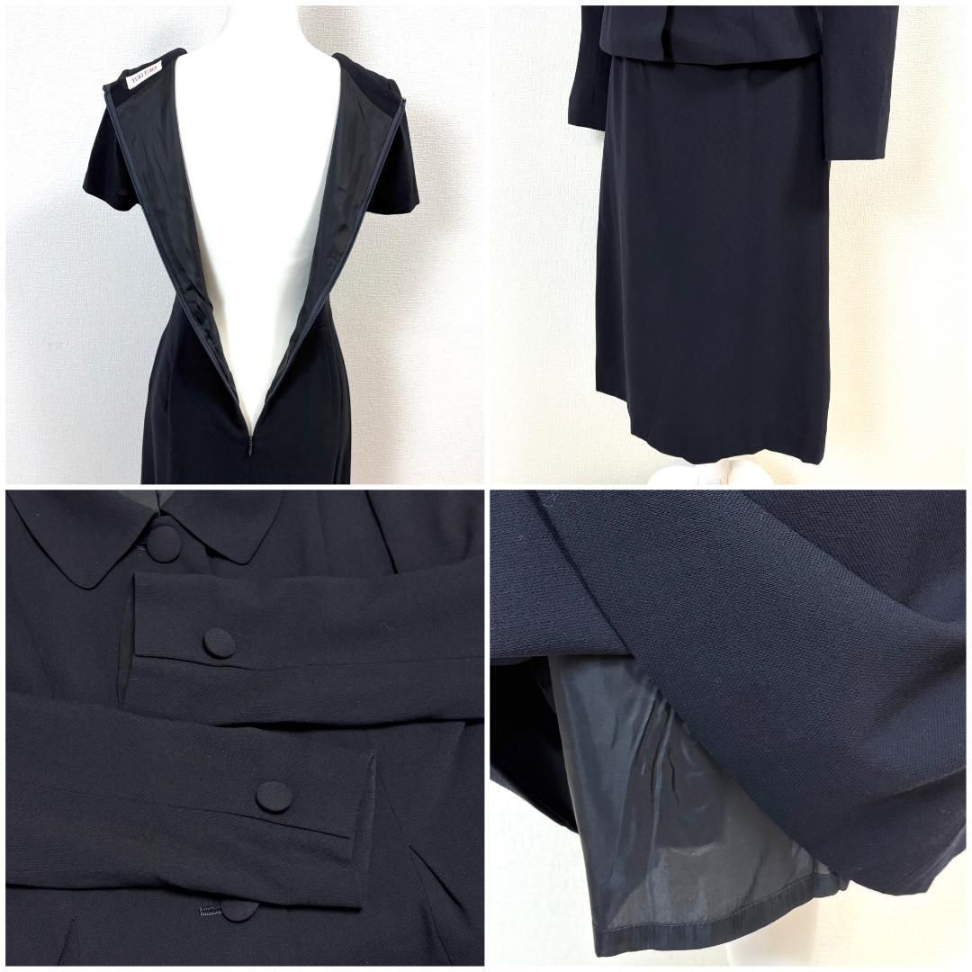【美品】 YUKITORII 半袖ワンピースセットアップ 36 ダークネイビー 美品】 YUKITORII 半袖ワンピースセットアップ 36 ダークネイビー
