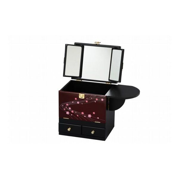 萩原 ハギハラ 蒔絵調コスメボックス えんじ 幅26cm 三面鏡・ミニ