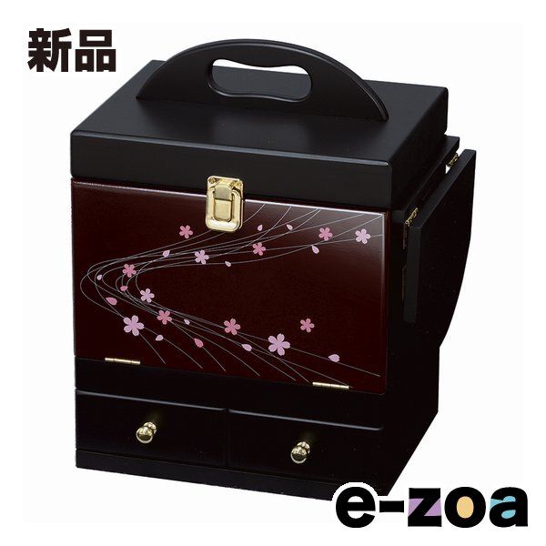 萩原 ハギハラ 蒔絵調コスメボックス えんじ 幅26cm 三面鏡・ミニ