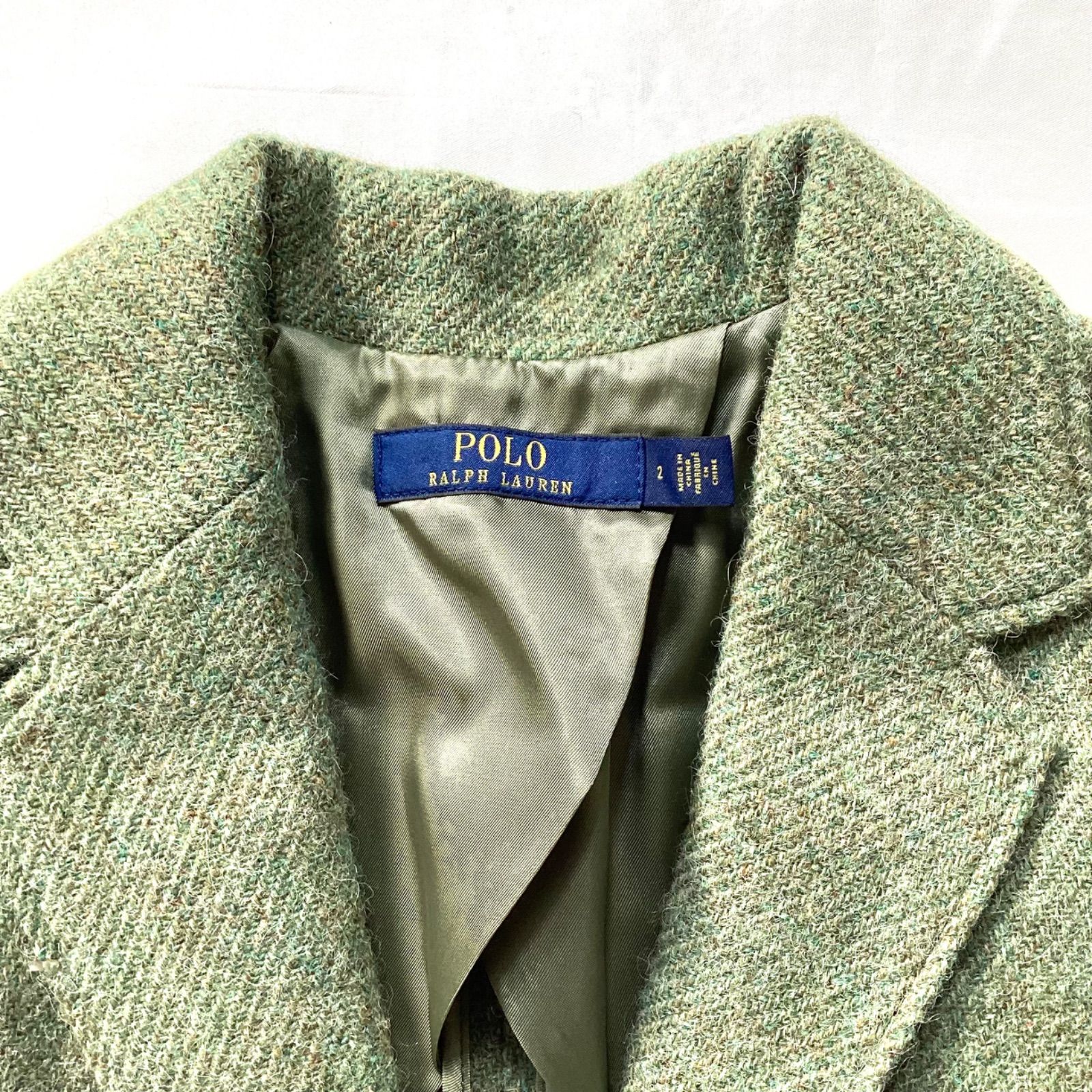 ラルフローレン　アルパカウール　ツイードジャケット　ガンパッチ　グリーン POLO RALPH LAUREN ポロラルフローレン テーラードジャケット ウール