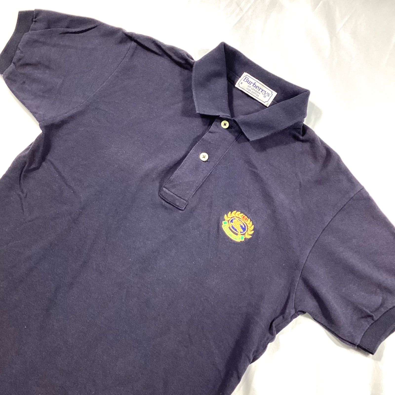 BURBERRYS バーバリーズ ポロシャツ ネイビー 胸ロゴ ヴィンテージ